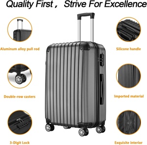 Ensemble de bagages 3 pièces 20/24/28 pouces extensible, valise à roulettes légère, poignée télescopique, fermeture à glissière, ouverture frontale aux coins - Product Image 5