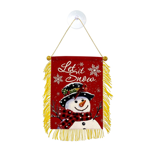Joyeux Noël Bonhomme de neige Flocon de neige Mini fanions de voiture à suspendre à la fenêtre avec ventouse - Product Image 1