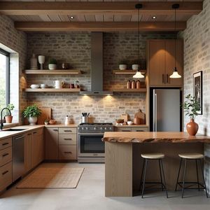 Belle armoire de cuisine modulaire personnalisée en bois massif de style moderne et rustique chaleureux avec îlot de style classique - Product Image 6