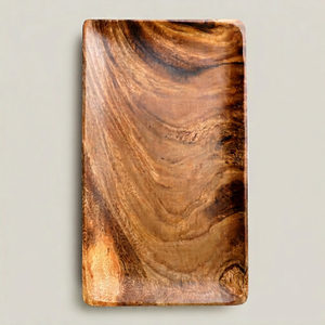 Plato de Servir de Madera de Acacia Marrón Natural, Hecho a Mano, Ecológico, Estilo Americano, Tamaño y Color Personalizables, Logotipo Personalizado - Product Image 1