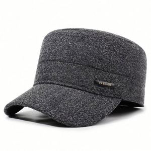 2025 New Arrival Warm Fleece Lining Winter <b>Flat</b> Top Baseball <b>Cap</b> Outdoor Travel Casual Thickened Captain for <b>Men</b> - Product Image 6