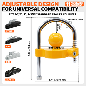 Cerradura de Remolque de Alta Resistencia AUTOBOTS, Acoplador Universal Ajustable, Cerradura de Seguridad para Bola de 1-7/8", 2" y 2-5/16" - Product Image 2