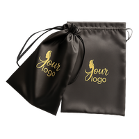 Sac de rangement pour perruque en satin avec cordon de serrage, imprimé avec un logo personnalisé, doublé de soie, pochette d'emballage pour extensions de cheveux, pour les promotions de salon