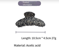 Nouvelle conception Pince à cheveux en acétate motif léopard écaille de tortue, style rétro français, 10,5 cm, type pince requin, accessoires pour cheveux pour fille