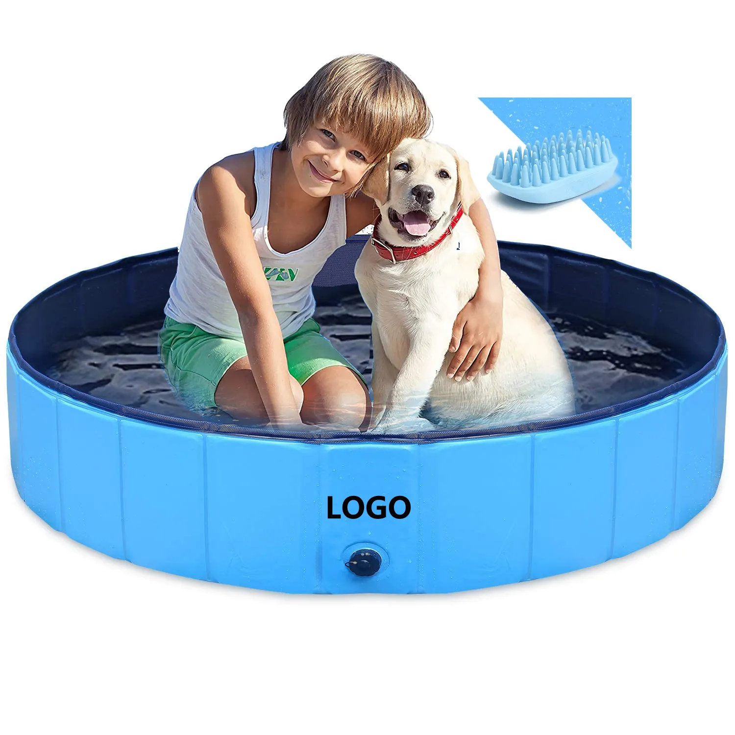 YY Dicke PVC-Faserplatte Zusammen klappbare, zusammen klappbare, tragbare, faltbare Hunde pools zum Waschen, Schwimmen mit LOGO Brush Repair Patch