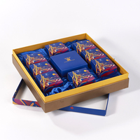 Boîte en carton bleu foncé laminé avec compartiments séparés, inserts pour petites boîtes, élégante boîte à biscuits en papier cartonné