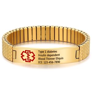 Pulsera de Identificación Médica para Hombre de Acero Inoxidable, Grabada, con Cadena Ajustable, Placa Curva Negra, <span class=keywords><strong>Tipo</strong></span> <span class=keywords><strong>1</strong></span> - Product Image 6