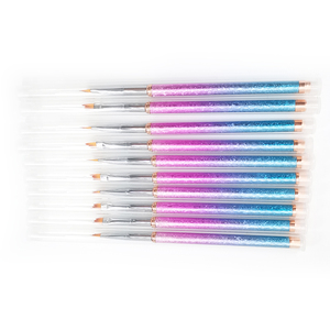 ชุดแปรงแต่งเล็บ 5 ชิ้น ขนาด 15 ซม. ด้ามโลหะไล่เฉดสี สำหรับวาดลายดอกไม้ ขนแปรงไนลอน พร้อมโลโก้สั่งทำ บรรจุในถุง PVC สำหรับร้านทำเล็บ - Product Image 4