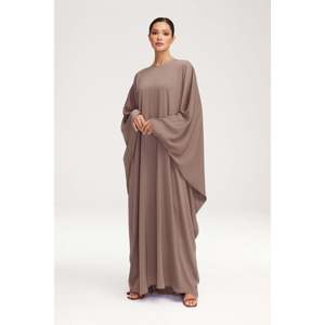 <span class=keywords><strong>Anisa</strong></span> Deep Taupe Satin Kaftan Vestido de noche modesto - Product Image 4