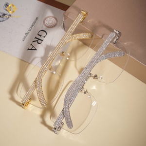 Fine Jewelry Rimless <b>Eyewear</b> 925 Silver Hip Hop Iced Out Moissanite Clear Lens Fashion Unisex Adult Sunglasses - Product Image 6