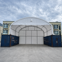 Abri dôme en toile pour conteneur maritime 30' x 20', résistant au vent et aux charges de neige, pour le stationnement et le stockage de voitures en extérieur
