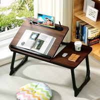 Table pliante réglable à cinq vitesses pour lit, bureau d'étude, bureau d'ordinateur, table de lecture pour étudiant en chambre ou dortoir