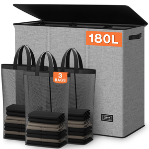 Manufacturer Customizable 3 Sections Folding <b>Storage</b> Basket <b>Collapsible</b> Large Dirty Clothes Laundry Bag Basket Organization - Product Image 1