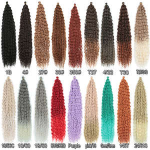 22 pouces DeepTwist Kinky Curl tresses haute température <span class=keywords><strong>fibre</strong></span> vague profonde Crochet boîte rivière tresses extension de cheveux - Product Image 2