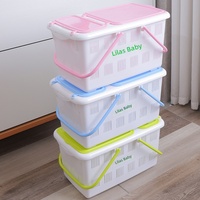 Geweven plastic opbergmand voor buiten, picknick, wasgoed, fruit, met handvat