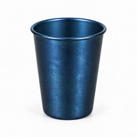 Mug de camping en titane pur de qualité 1 Indigo des grands fonds marins, à double paroi, anti-brûlure, sans revêtement, 350 ml