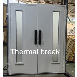 Tuyau de fer d'entrée de sécurité française simple conception de portes en fer forgé à dessus carré rupture thermique - Product Image 4