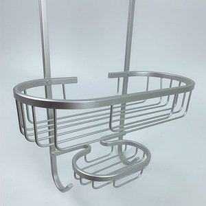 Bathroom <b>Shelf</b> Aluminum Oval Wall Mounted 2 Tier Minimalist Design For Bathroom Kitchen <b>Bedroom</b> - Product Image 1