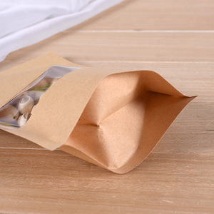 Bolsa de almacenamiento de papel Kraft personalizada, cierre de cremallera para ventana redonda, para aperitivos, regalos, productos secos, frutos secos, embalaje de alimentos, sellada - Product Image 4