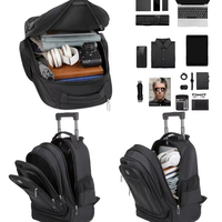 Sac à dos à roulettes léger et imperméable en Oxford, grande capacité, durable, pour ordinateur portable, sac à dos de voyage