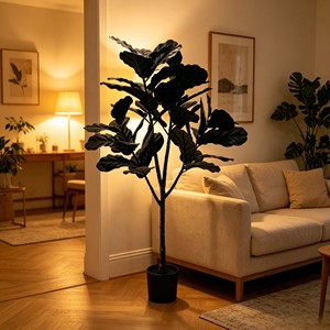 <b>Artificial</b> Floor <b>Tree</b> with Black Piano Leaves High Simulation Plastic Plant for <b>Indoor</b> Decor - Product Image 5