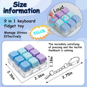 Llavero con teclado Fidget 9 en 1, juguete con botón de descompresión, alivio del estrés para niños de 8 a 13 años, plástico unisex - Product Image 2