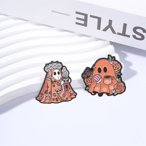 Pin esmaltado <span class=keywords><strong>de</strong></span> fantasma naranja del Día <span class=keywords><strong>de</strong></span> <span class=keywords><strong>Muertos</strong></span> Mexicano, broche <span class=keywords><strong>de</strong></span> fantasma, café y rosa, insignia para solapa <span class=keywords><strong>de</strong></span> bolso, regalos <span class=keywords><strong>de</strong></span> joyería - Product Image 2