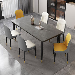 סט שולחן אוכל מאבן מינימליסטי ריהוט מודרני ריהוט לבית עיצוב מינימליסטי חוסך מקום יציב ועמיד - Product Image 1