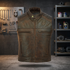 Chalecos de Cuero Genuino para Hombre, Hechos a Mano, Resistentes al Viento, Transpirables, Ecológicos, de Secado Rápido, Casuales, Servicio OEM - Product Image 1