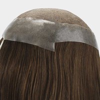 Prothèse capillaire naturelle pour femme avec dentelle frontale, contour en PU respirant, système capillaire 100% cheveux Remy, vente en gros