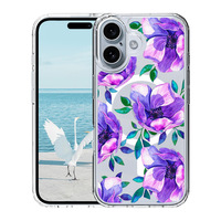 Casing ponsel magnetis motif bunga Ins, casing ponsel magnetis TPU + polikarbonat motif bunga untuk iPhone 16, casing ponsel kerajinan Khusus