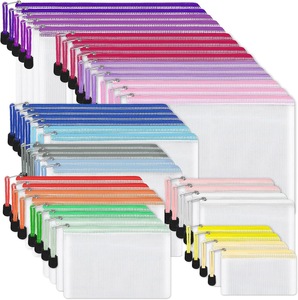 Factory <strong>Supplier</strong> Zip <strong>File</strong> Folders Waterproof PP <strong>Document</strong> <strong>Bags</strong> Plastic Mesh Zipper Pouch for Office School - Product Image 1