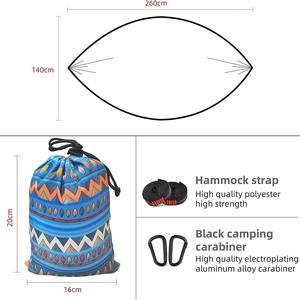 Hamac de camping Woqi portable double/simple, design tropical, en nylon et polyester, capacité 199 lbs, couleur bleue, avec sangles d'attache aux arbres - Product Image 2