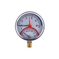 Thermomètre à pression WYZ 80 mm à montage arrière, boîtier en acier noir, avec vanne 1/2BSP, type thermomètre à manomètre