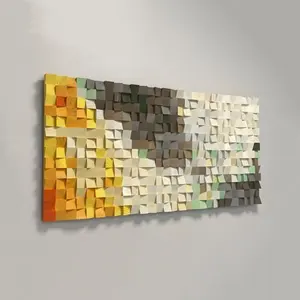 Home Decor Art 3D Abstract Geometric Wall Arts Handmade Wood Artwork Design Wall Painting