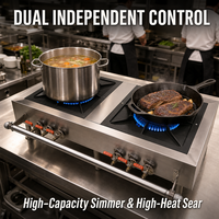 Cuisinière à gaz industrielle et commerciale, brûleur wok, table de cuisson à 2 brûleurs en acier inoxydable pour restaurant, hôtel, cuisine
