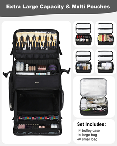 Valise de maquillage à roulettes Relavel Cosmology avec 5 pochettes amovibles, valise de maquillage à roulettes, valise pour coiffeur - Product Image 5