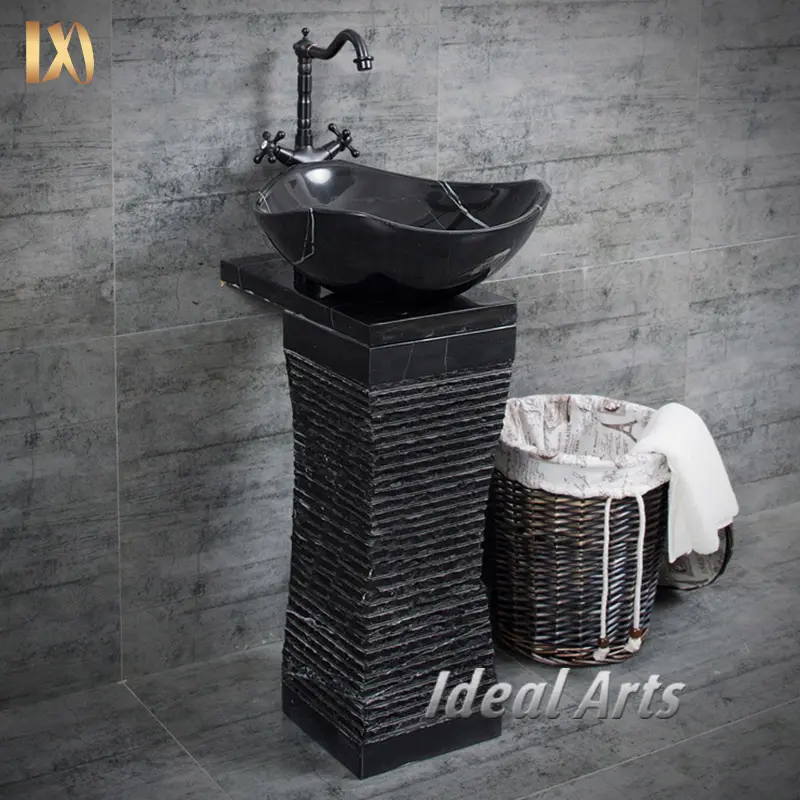 italy natural modern marble freestanding black floor mounted bathroomwash wash hand basin with pedestal hand wash sink