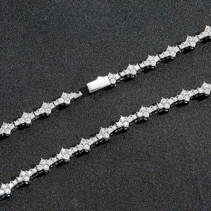 Pulsera de tenis de latón con circonitas 5A de 7mm, diseño flor de ciruelo, con cierre de resorte, chapada <span class=keywords><strong>en</strong></span> <span class=keywords><strong>oro</strong></span> de 14K, joyería Hip Hop <span class=keywords><strong>para</strong></span> mujer y <span class=keywords><strong>hombre</strong></span> - Product Image 6