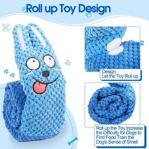 Pronto per la spedizione di coniglio blu piccolo Snuffle tappetino durevole cane cigolante giocattolo di velluto interattivo peluche cane giocattoli da masticare - Product Image 4