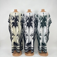 Robe Bubu Africaine Personnalisée Prix Usine en Gros pour Femme, Imprimé Palmier Flamant Rose, Kaftan Grande Taille Longue Maxi d'Été