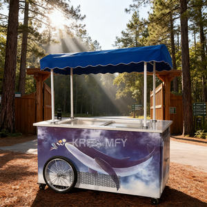 Trailer Gelato Trolley Ice Cream Food Truck Push <b>Flower</b> Vending Cart - Product Image 1