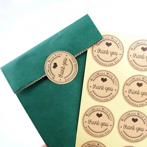 Pegatinas de sellos de papel Kraft hechas a mano, etiquetas de agradecimiento en forma de corazón para regalos, impresión personalizada en botellas de vidrio para uso Industrial - Product Image 4