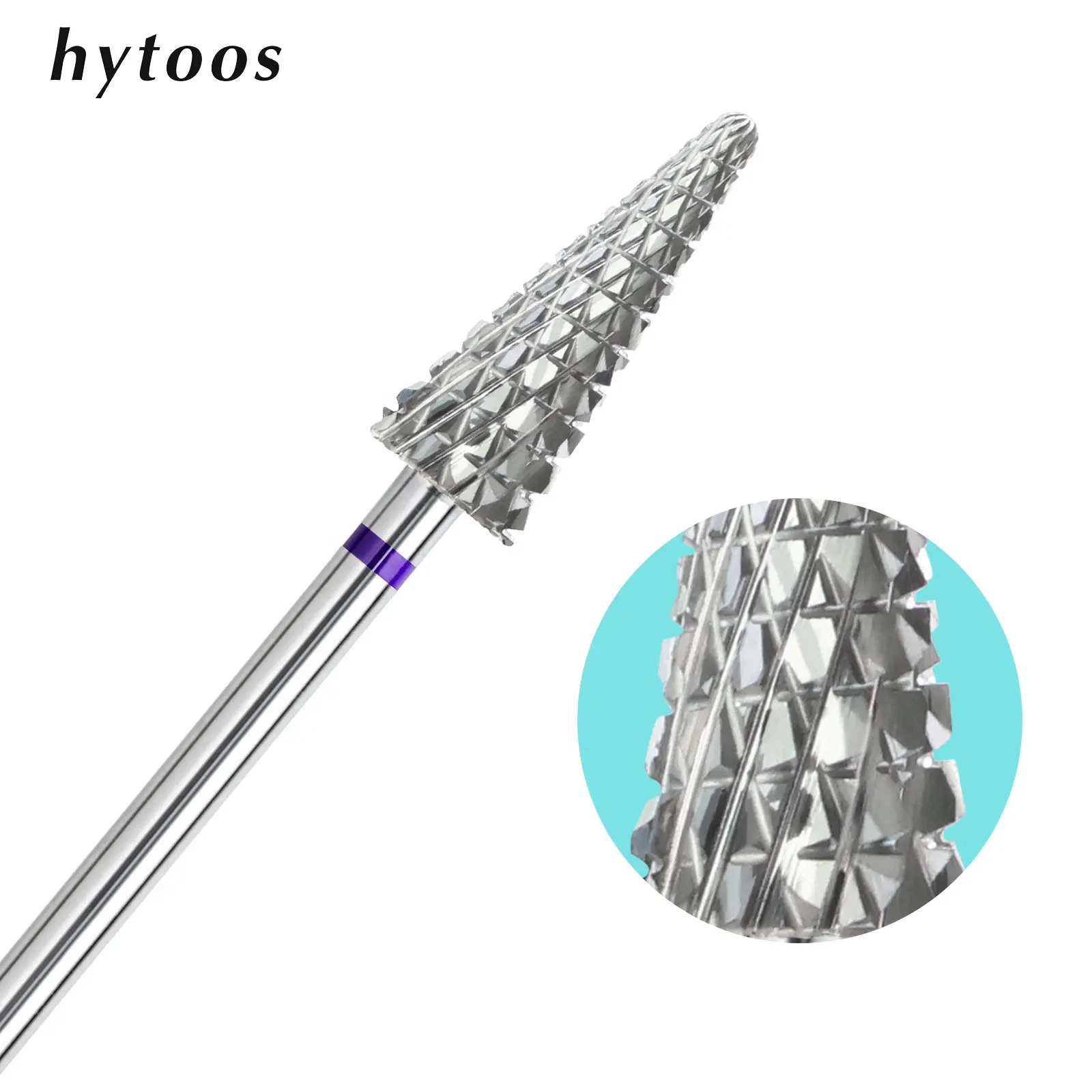 HYTOOS Cone Nail Drill Bits 15mm Taper Carbide Bit  Right-Way Short Shank  Gel Polish Cuticle Clean Removal Electric Files Tools