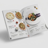 Menu de restaurant personnalisé imprimé avec couverture rigide, options de logo personnalisé, impression offset, papier d'art pour restaurants, cafés, traiteurs