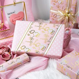Pink Gold Love Bow Wrapping Paper 17in x 32.8ft Double Side Art Paper For Baby Shower Birthday Valentine's - Product Image 6