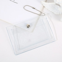 Dompet Kartu Lipat Wanita Gaya Ins, Tahan Air, PVC Transparan, Lapisan UV Berkilau, Dompet Leher, Dompet Koin, Sablon