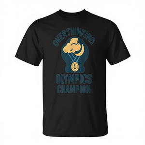 Overthinking Olympics Champion T-Shirt Noir Adulte Unisexe - Product Image 2