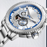 Montres de plongée automatiques en acier, lumineuses 24h/24, avec design d'usine et personnalisation par lots, similaire au design de la montre Flywheel, pour marque privée