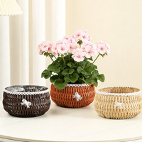 Panier de rangement tressé en plastique imperméable Foolish Beauty pour plantes succulentes, orchidées, pothos – Idéal pour le bureau